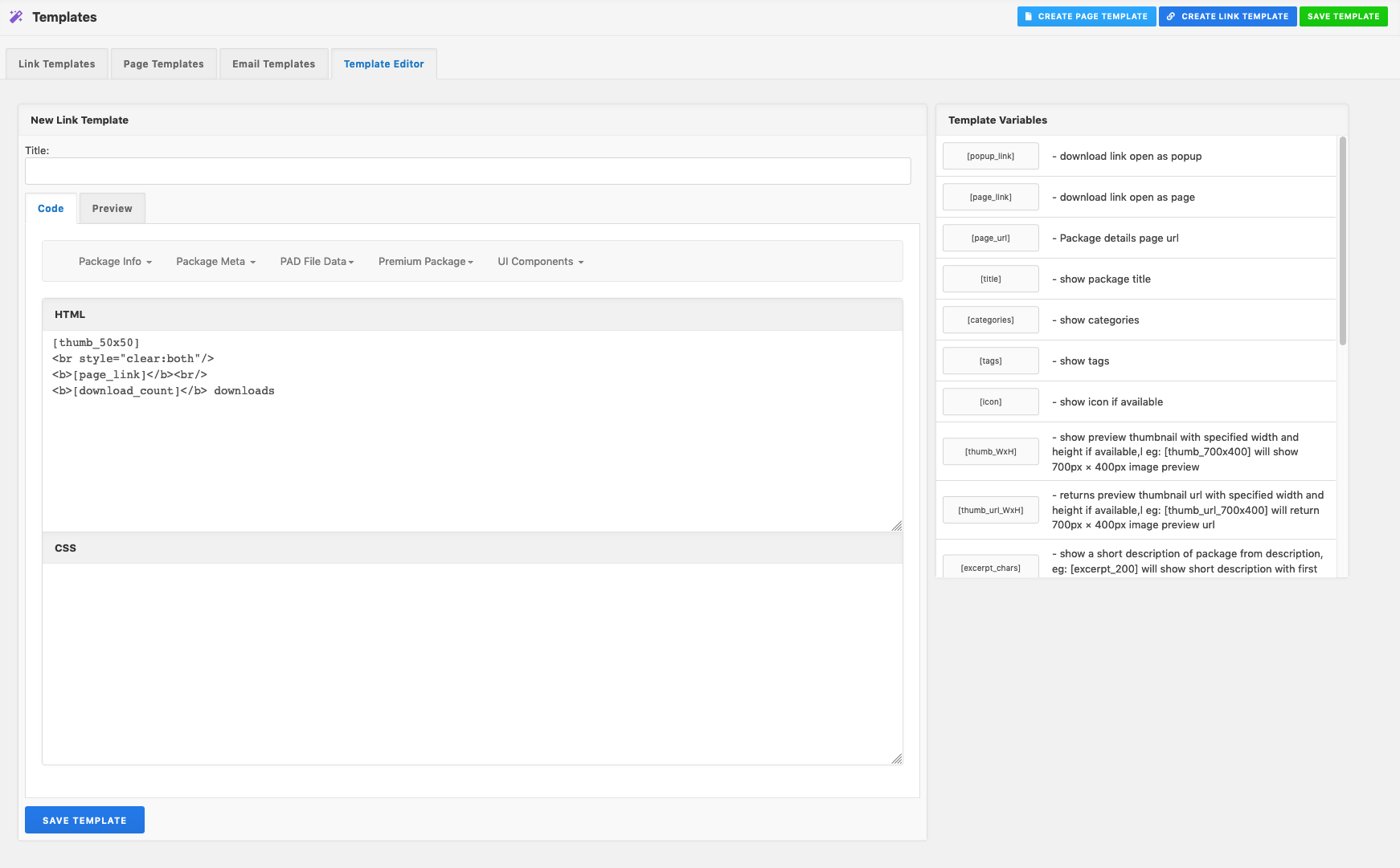 Template Editor - WordPress Download Manager