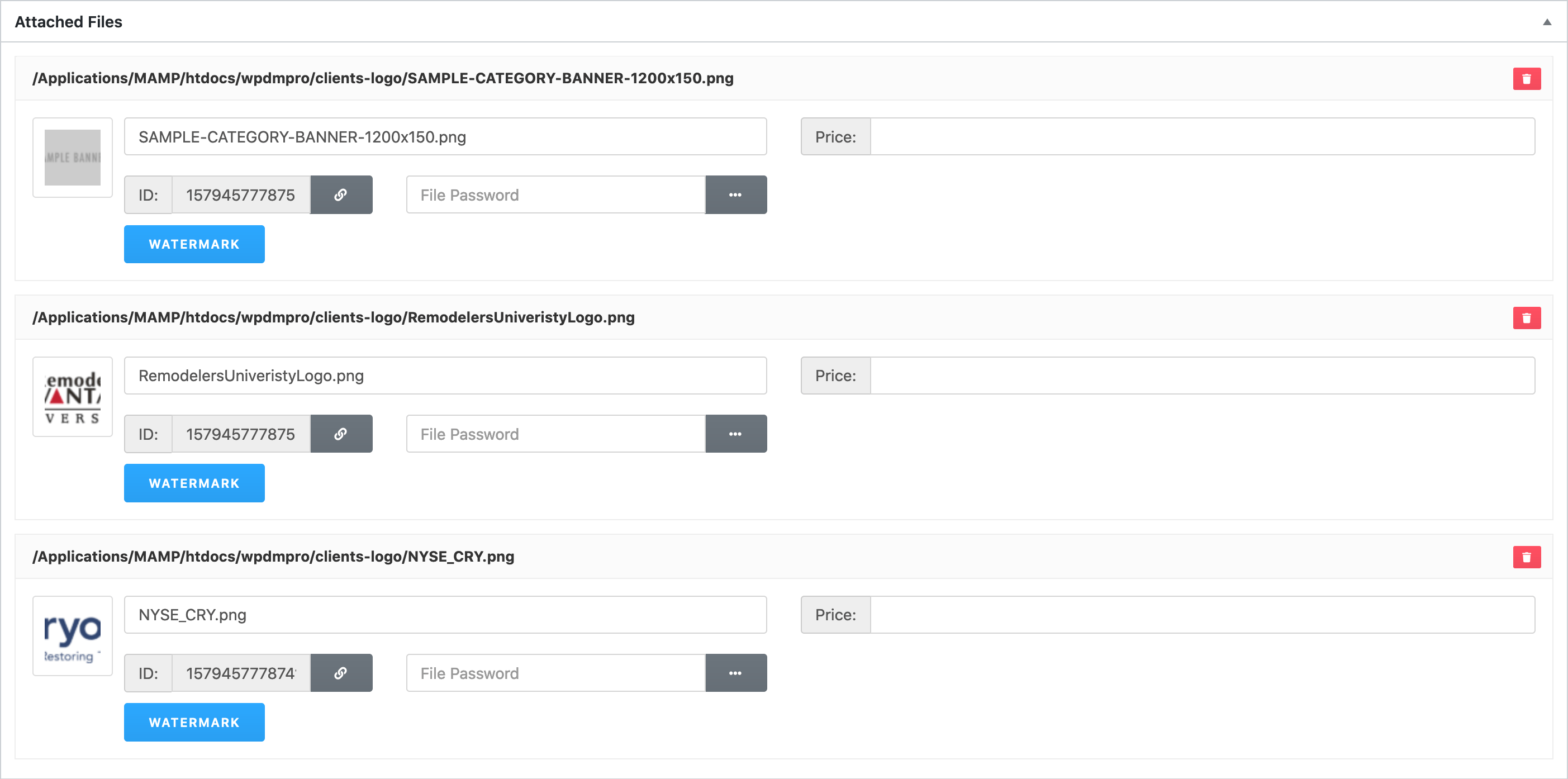 WordPress Download Manager - Add New Package - Attached Files