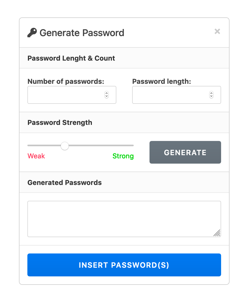 wpdm password generator modal window