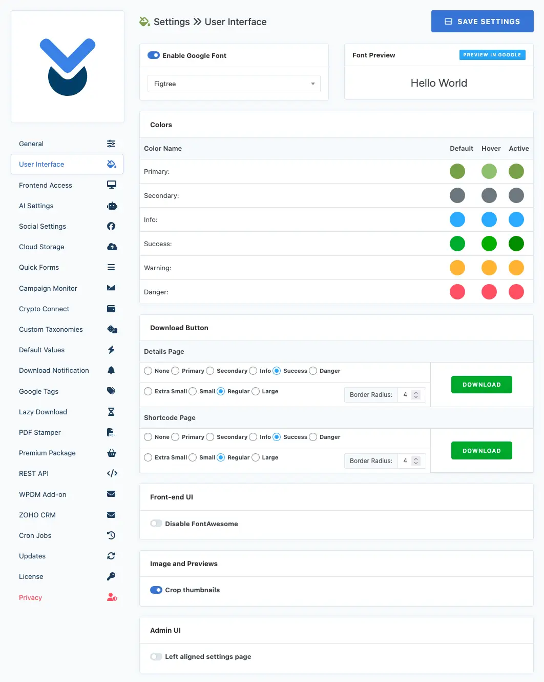 WordPress Download Manager Front-end UI Settings