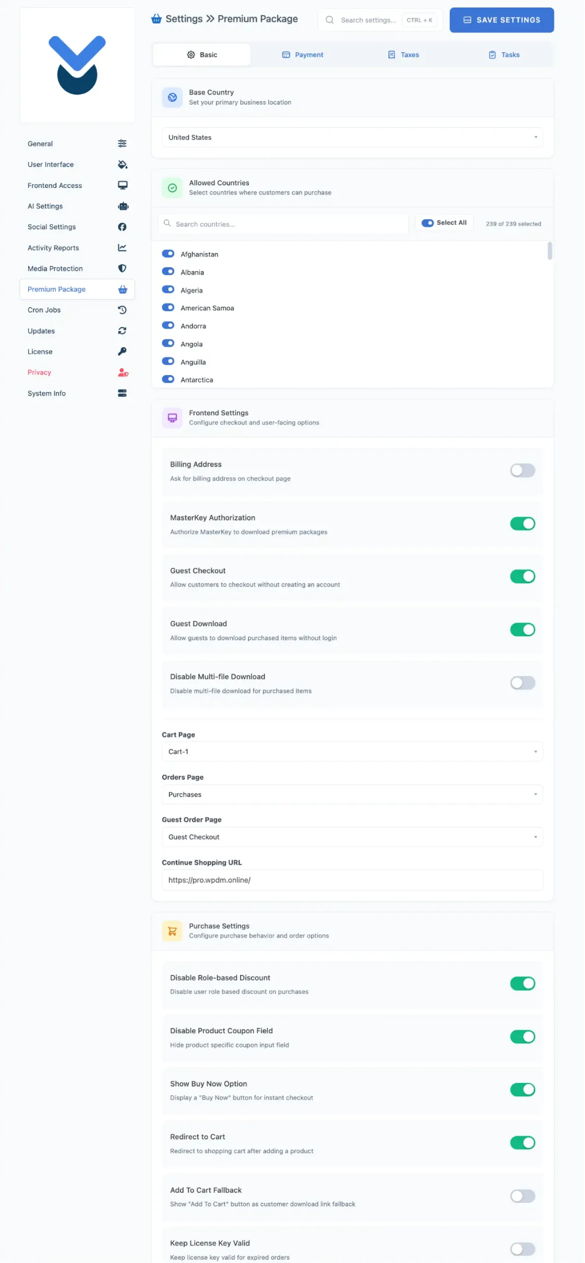 Premium Package Settings - WordPress Download Manager