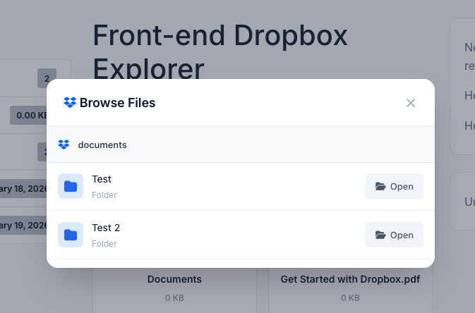 Frontend Dropbox Explorer
