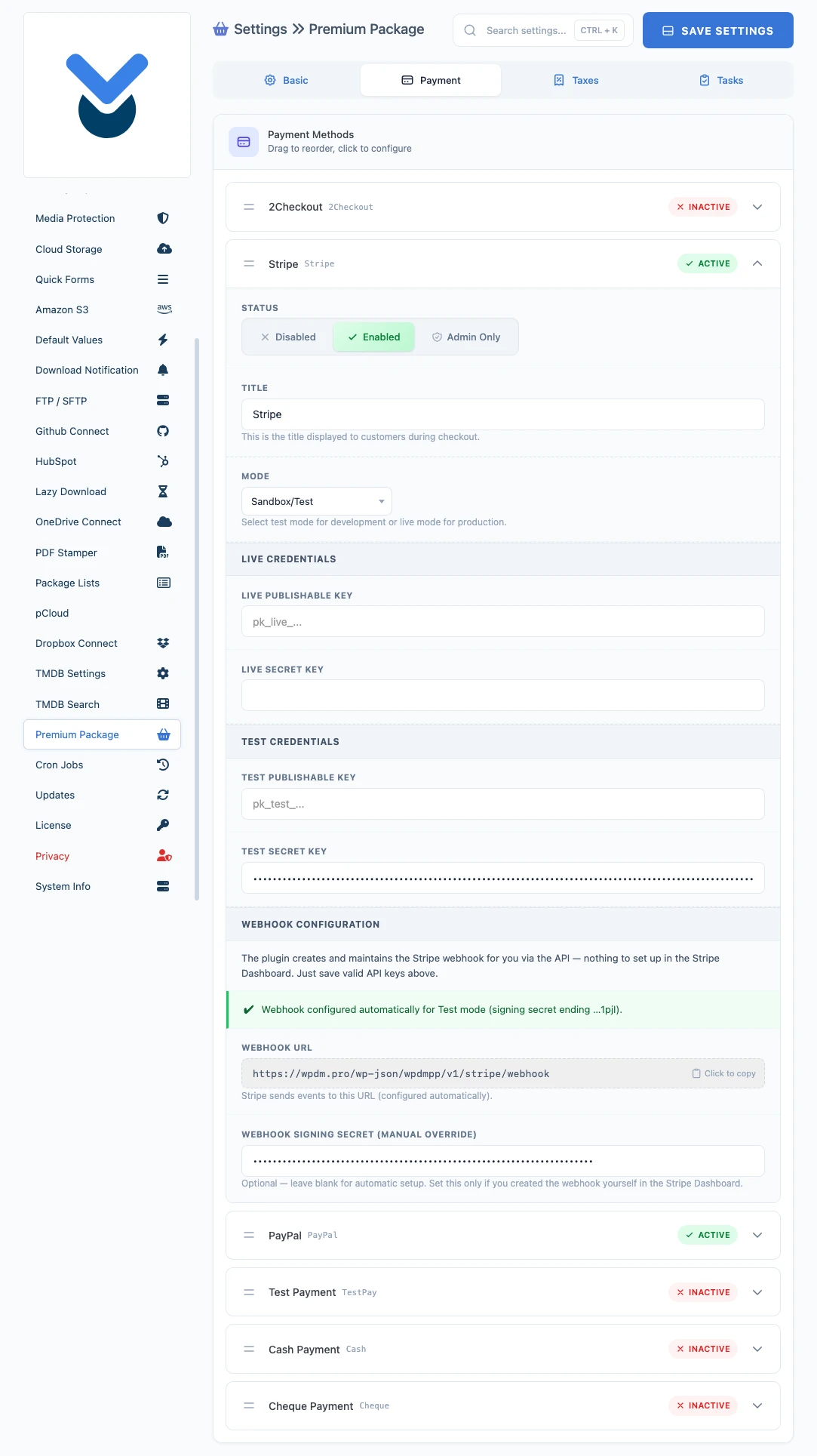 Stripe Configuration Settings - Setting Digital. Products Securely