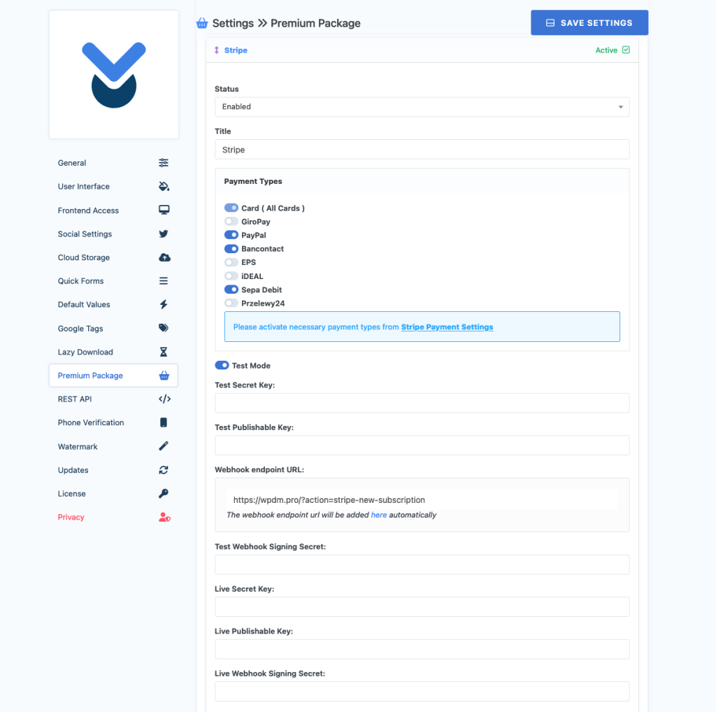 Stripe Configuration Settings - Setting Digital. Products Securely
