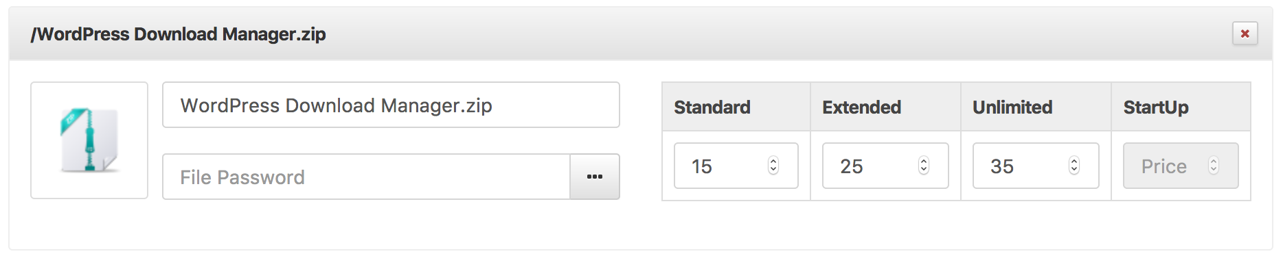 WordPress Download Manager - File Pricing