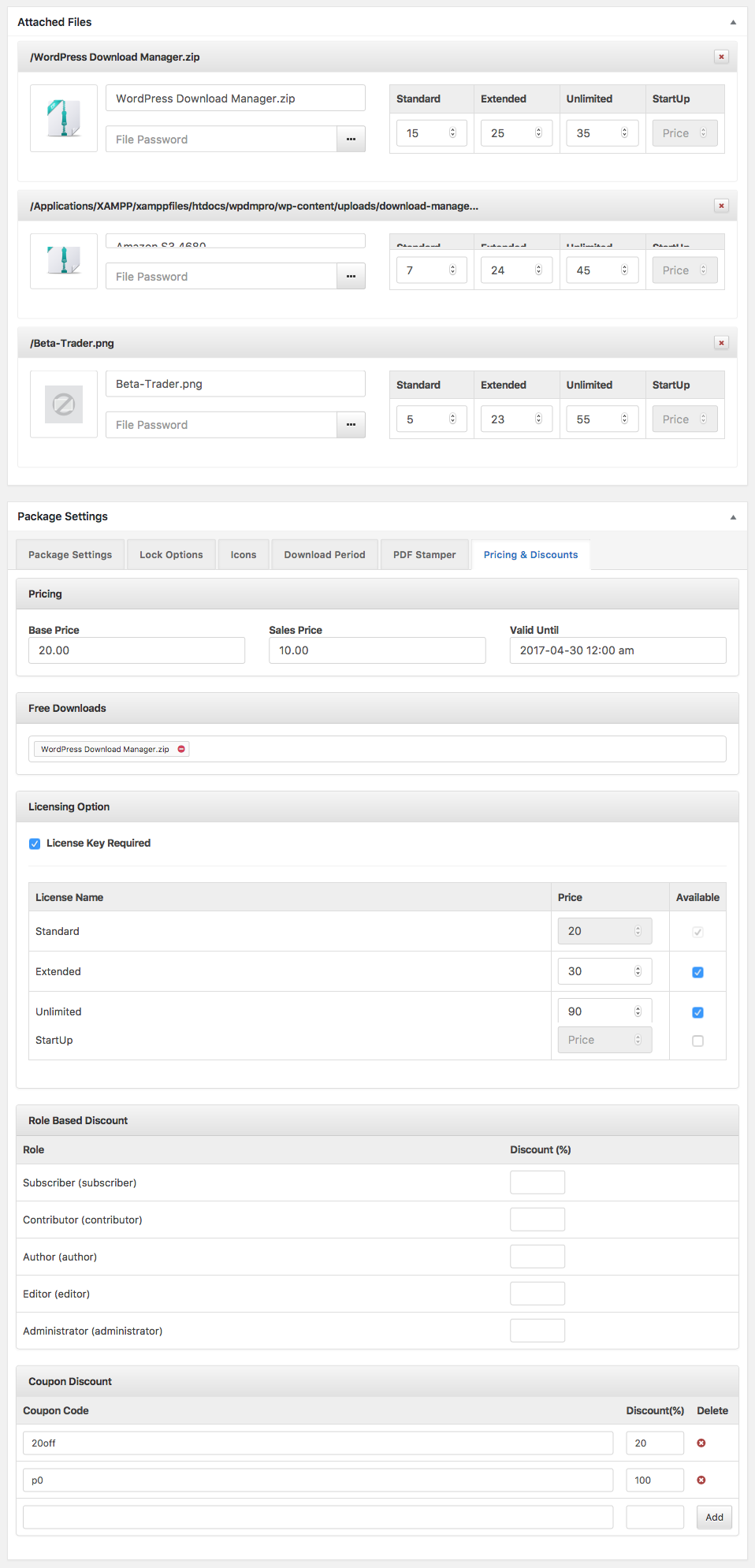 WordPress Download Manager - Product Pricing and Discount Options