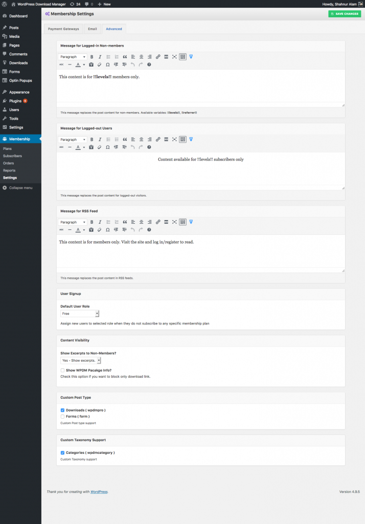 Advanced Settings - WordPress Download Manager