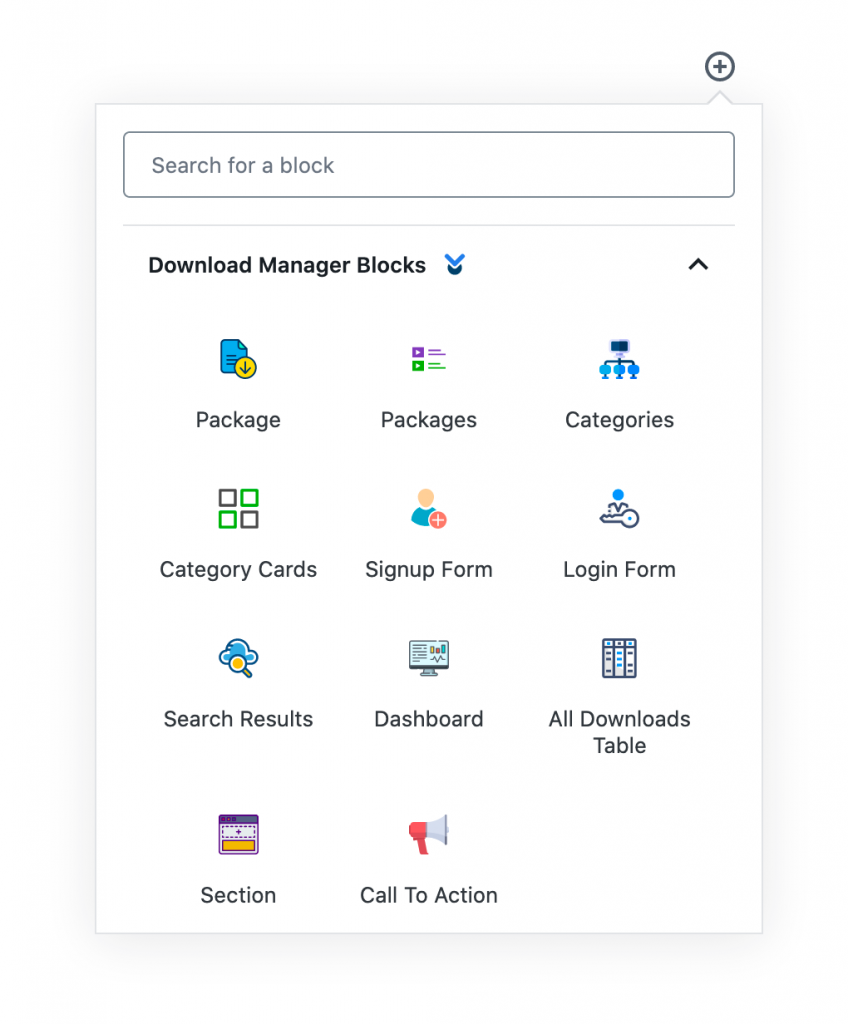 Gutenberg Blocks WordPress Download Manager
