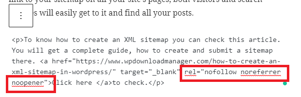 manually nofollow links on wordpress site