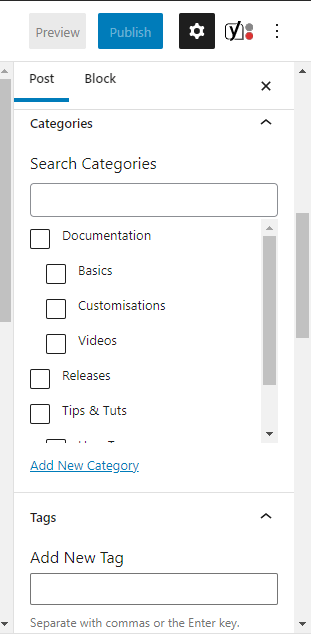 Add Categories and Tags on a Post