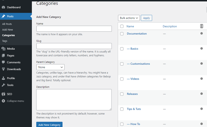 Create Categories