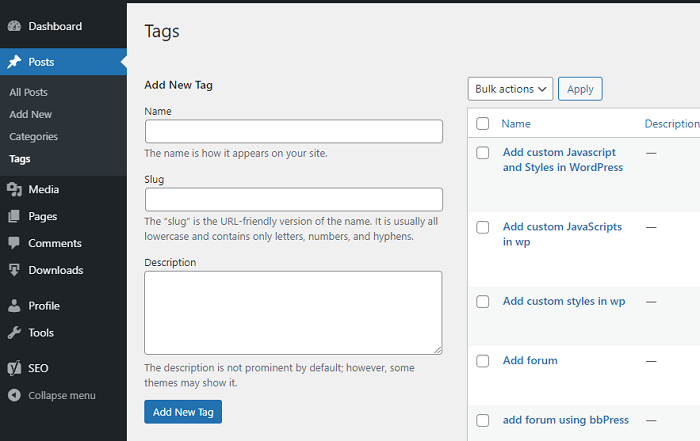 Create Tags