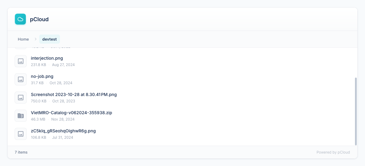 Font-end pCloud Explorer
