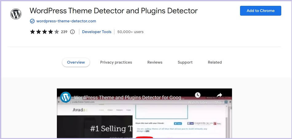 The WordPress Themes & Plugin Detector Chrome extension