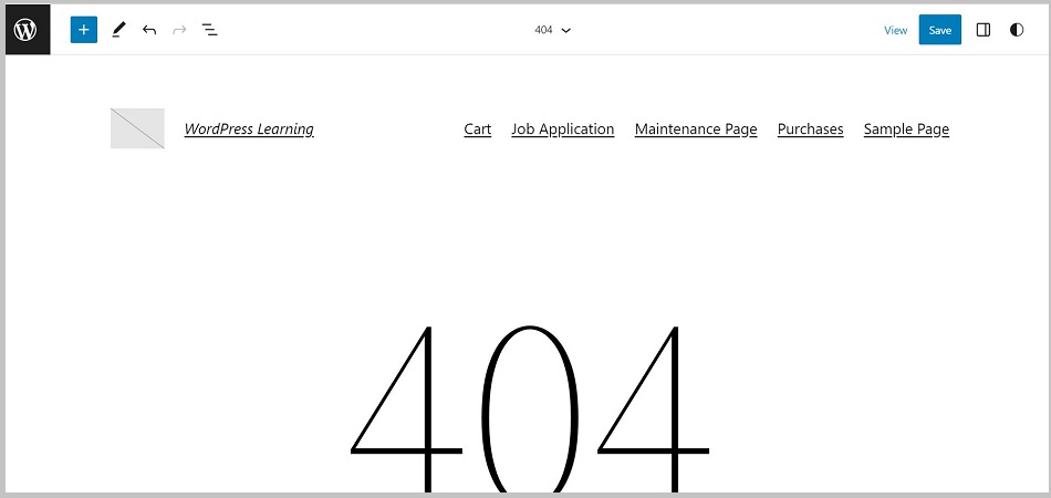 WordPress block theme 404 template