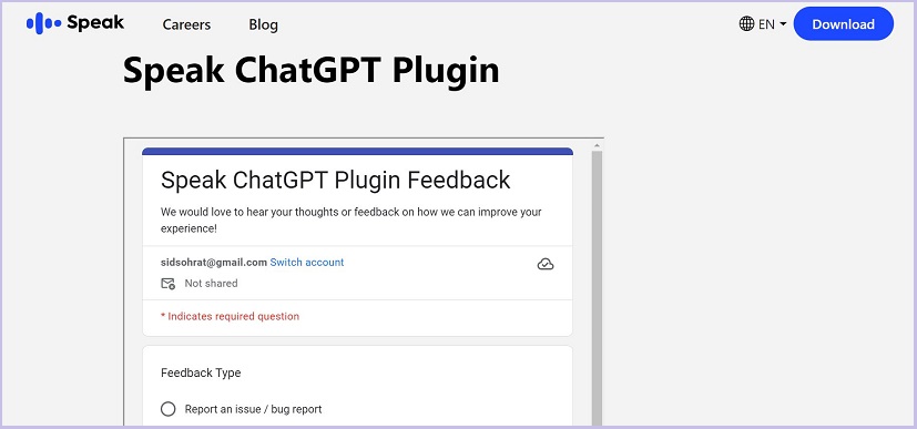 speak chatGPT plugin