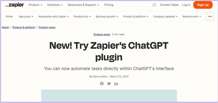 Zapier best chatGPT plugin