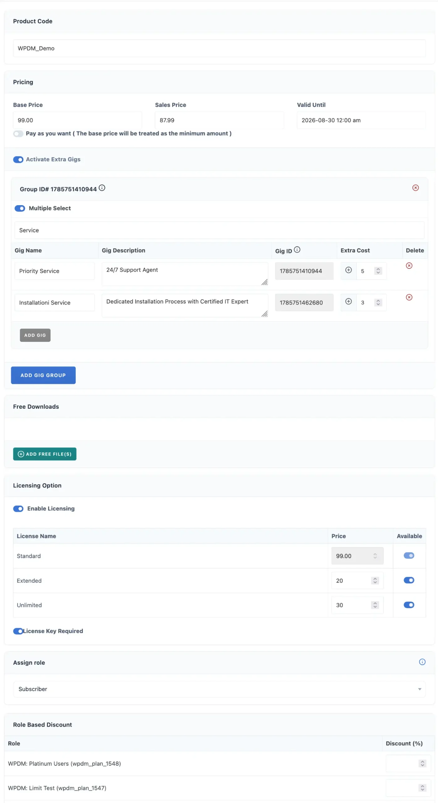 WordPress Download Manager Product Pricing and Discount Options